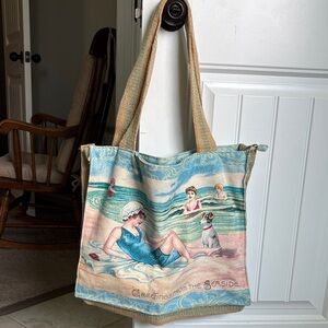 Vintage Seaside Print Tote Bag